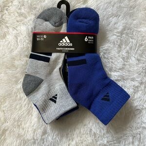 Adidas Youth Cushioned Socks - Blue and Gray